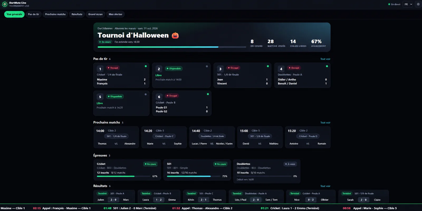 Tournament Live : une vision claire de votre événement